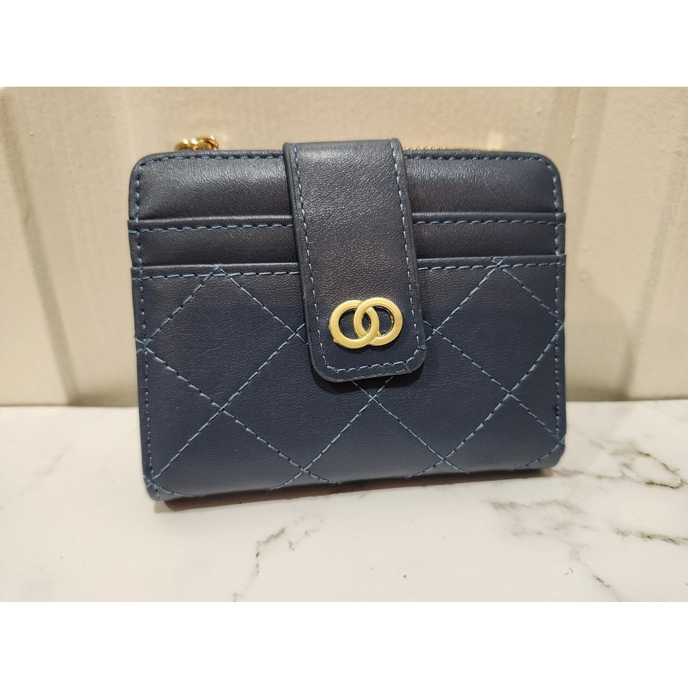 Crisscross Pattern Buckle Wallet In Blue